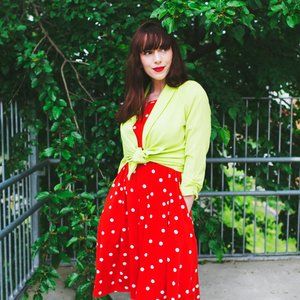 Red and White Polka Dotted Dress!
